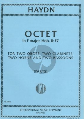 Haydn Octet F-major Hob.II: F 7 2 Oboes-2 Clarinets-2 Bassoons and 2 Horns (Parts) (Waldo Lyman)