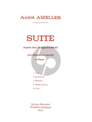 Ameller Suite d'apres Rameau Saxophone Alto-Piano