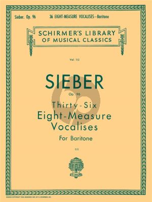 Sieber 36 Eight-Measure Vocalises Opus 96 Baritone