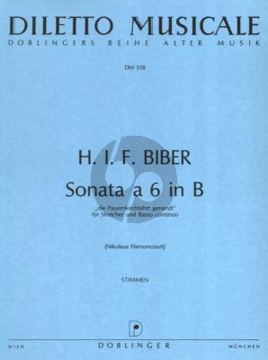 Biber Sonate a 6 B-dur 2 Violinen, 2 Violen, Violone und Bc (Stimmensatz) (Nikolaus Harnoncourt)