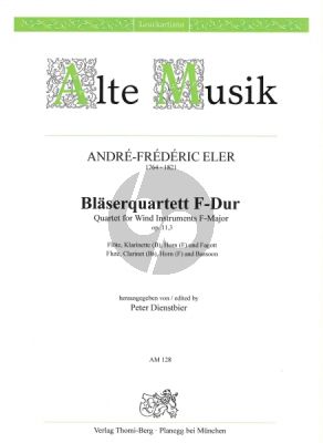 Eler Quintett F-dur Op. 11 No. 3 für Flöte, Klarinette (B), Horn (F) und Fagott (Stimmen) (Peter Dienstbier)