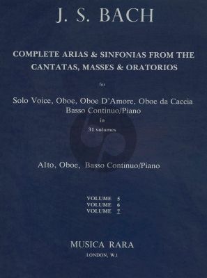 Bach Complete Arias and Sinfonias from the Cantatas, Masses, Oratorios Vol. 7 Alto-Oboe and Bc (Score/Parts) (edited by John Madden and C. B. Naylor)