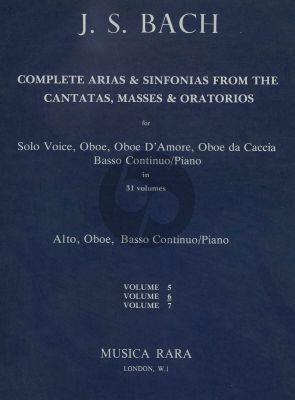 Complete Arias and Sinfonias from the Cantatas, Masses, Oratorios Vol. 6 Alto-Oboe and Bc