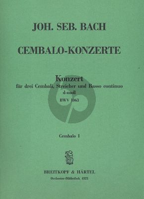 Bach Konzert d-moll BWV 1063 3 Cembali-Streicher-Bc Cembalo 1