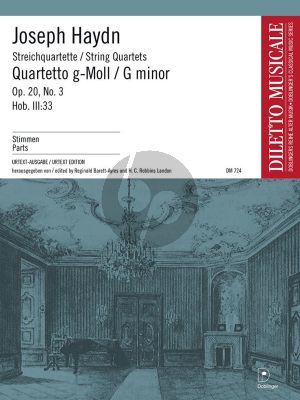 Haydn Streichquartett g-moll Opus 20 No. 3 Hob. III:33 Stimmen (Barrett-Ayres und Robbins Landon)