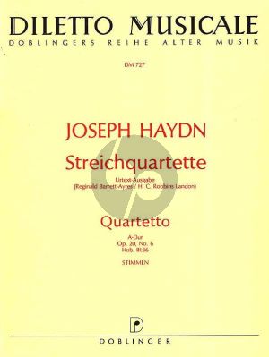 Haydn Streichquartett A-dur Opus 20 No. 6 Hob. III:36 Stimmen (Barrett-Ayres und Robbins Landon)