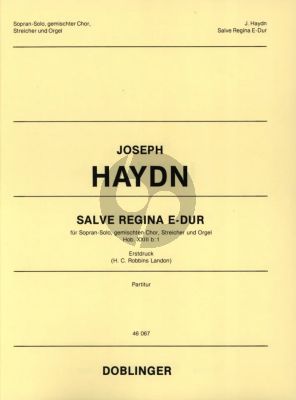 Haydn Salve Regina E dur Hob. XXIIIb:1 for Sopran Solo Gem.Chor und Streicher Partitur (Herausgegeben von H.C. Robbins-Landon) (Erstdruck)