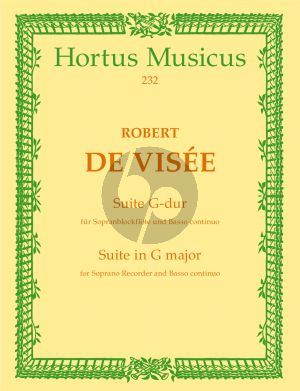 Visee Suite G-dur Sopranblockflöte und Bc (Martin Nitz)