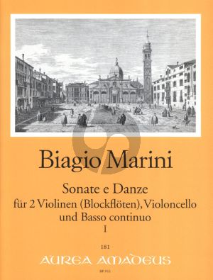 Marini Sonate e Danze Op.22 Vol.1 fur 2 Violinen [Blockfloten]-Violoncello-Bc (Continuo Martin Nitz) (Partitur/Stimmen