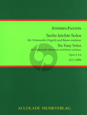 Paxton 6 leichte Solos Op. 3 Vol. 2 No. 4 - 6 Violoncello [Bassoon]-Bc (edited by Antonia Emde)