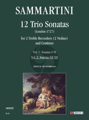 Sammartini 12 Trio Sonatas Vol.2 (No.7-12) (London 1727) (2 Treble Rec.[2 Vi.]-Bc)