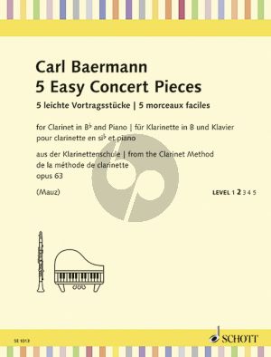 Baermann 5 Easy Concert Pieces Op.63 (from the Klarinettenschule Op.63 Clarinet-Piano