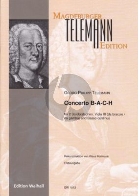 Telemann Concerto BACH 2 Solo Bratschen-Viola 3[da braccio/da Gamba-Bc (Part./Stimmen)