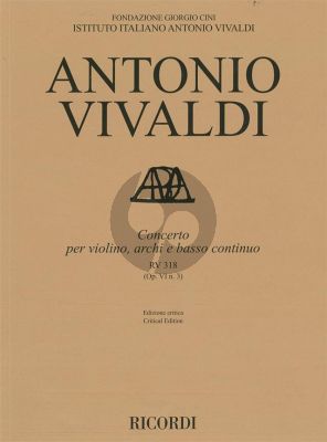 Vivaldi Concerto g-minor RV 318 (Op.VI/3) Violin-Strings-Bc Score (edited by Alessandro Borin)