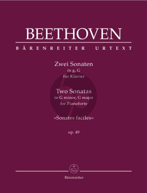 Beethoven 2 Sonaten (g-moll-G-dur) Op.49 Klavier (Jonathan Del Mar) (Barenreiter-Urtext)