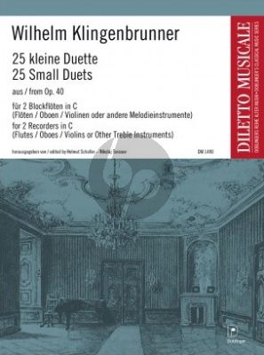 Klingenbrunner 25 kleine Duette aus Op.40 2 Sopranblockflöten