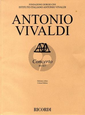 Vivaldi Concerto RV 817 Violin-Strings-Bc Full Score (edited by F.M. Sardelli) (Critical Edition)