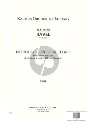 Ravel Introduction et Allegro fl, cl - 2vn, va, vc, cb solo harp in set Set of parts