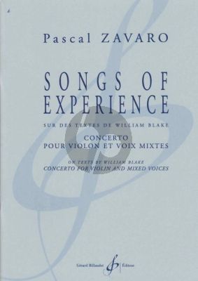Zavaro Songs of Experience Concerto for Violin solo with Mixed Choir (texts William Blake)