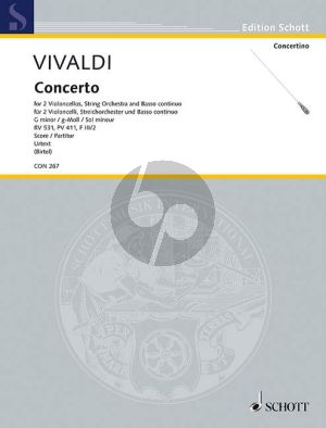 Vivaldi Concerto g-minor RV 531 (PV 411 /F.III/ 2) 2 Violoncellos-String Orch.-Bc (Set of Parts) (edited by Wolfgang Birtel)