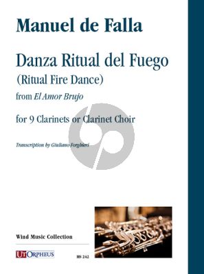 Falla Danza Ritual del Fuego (Ritual Fire Dance) from ‘El Amor Brujo’ for 9 Clarinets or Clarinet Choir (Score-Parts)