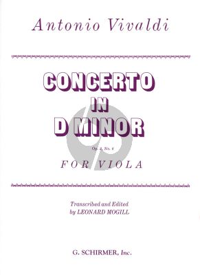 Vivaldi Concerto d-minor Op.3 No.6 Viola-Piano (edited by Leonard Mogill)