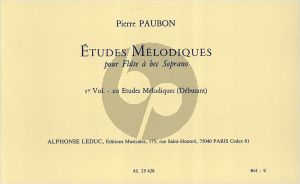Paubon 20 Etudes melodiques Soprano Recorder