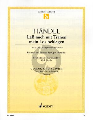 Handel Lascia ch'io Pianga mia cruda sorte / Lass mich mit Tränen mein Los beklagen fur Sopran Stimme-Klavier (Recitative und Aria aus Rinaldo) (Italienisch/Deutsch)