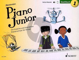 Heumann Piano Junior: Duettbuch 1 (Die kreative und interaktive Klavierschule für Kinder) (Book with Audio online) (german edition)