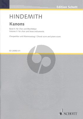 Hindemith Kanon Band 2 Chor mit Blechblaser (Chorpartitur mit Klavierauszug) (Frederik Zeller)