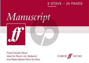 Music Manuscript Book 6 Staves 24 Pages