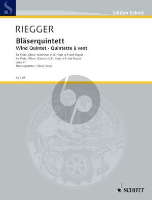 Riegger Wind Quintet Op.51 Study Score