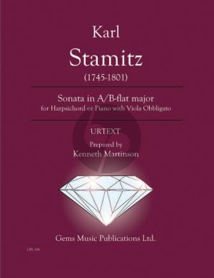 Stamitz Sonata in A / B Flat Major Harpsichord / Piano with Viola Obbligato (Prepared and Edited by Kenneth Martinson) (Urtext)