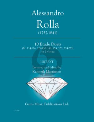 Rolla 10 Etude Duets BI. 114-116, 129 - 130 - 146 - 174 - 203 - 224 - 225 for 2 Violins (Prepared and Edited by Kenneth Martinson) (Urtext)
