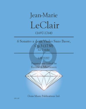 Leclair 6 Sonates Op. 3 no. 1-6 2 Violas (Prepared and Edited by Kenneth Martinson) (Urtext)