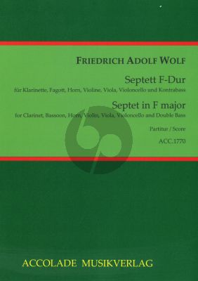 Wolf Septett F-Dur Klarinette-Fagott-Hornh-Violine-Viola Violoncello und Kontrabass (Partitur) (Hans-Peter Vogel)