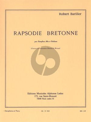 Bariller Rapsodie bretonne Saxophone alto et Piano