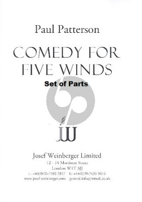 Patterson Comedy for 5 Winds Op.14 (1972) for Bassoon, Clarinet Flute Horn and Oboe (Set of Parts)