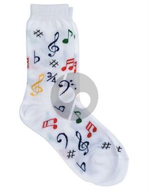Sokken Dames Gekleurde Muzieknoten Wit - Maat 37-44 (Women's Socks Multi Notes White)