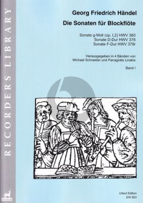 Handel Sonaten Band 1 für Blockflöte und Bc (HWV 360 - 378 - 378r) (Michael Schneider and Panagiotis Linakis)