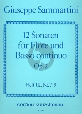 Sammartini 12 Sonaten Op.2 Vol.3 (No.7 - 9) Flöte-Bc (Istvan Mariassy)