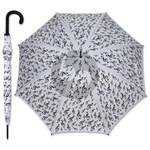 Paraplu Wit met Zwarte Vioolsleutels (Umbrella - G-clef - White) (Wit - Polyester - 86 CM)