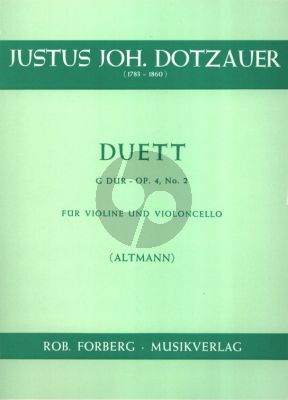 Dotzauer Duett G Dur Op.4 No.2 Violine und Violoncello (herausgegeben von Wilhelm Altmann)