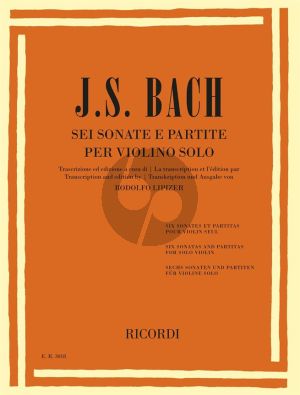 Bach 6 Sonate e Partite per Violino solo (edited by Rodolfo Lipizer)