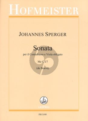 Sperger Sonate per il Contrabasso e Viola obligati (Double Bass and Viola) (Arr. Wies de Boeve)