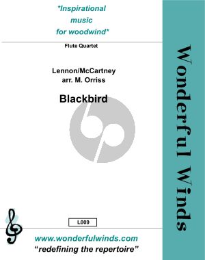 Lennon McCartney Blackbird Flute Quartet (2 Flutes, Alto and Bass Flute) (Grade 6-8 Score and Parts) (arranged by Mel Orris)