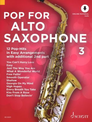 Pop for Alto Saxophone (12 Pop-Hits in Easy Arrangements) Vol.3 (1 - 2 Saxophones) (Bk-Online Download) (edited by Uwe Bye)