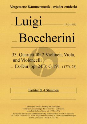 Quartett No. 33 Es-dur Op. 24 No. 3 G. 191 2 Vi.-Va.-Vc.