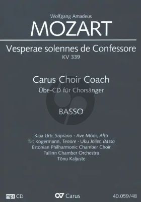 Mozart Vesperae Solennis de Confessore KV 339 Bass Chorstimme MP3-CD (Carus Choir Coach)