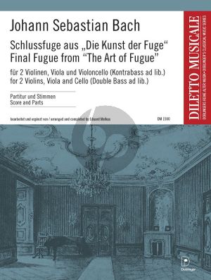 Schlussfuge aus "Die Kunst der Fuge" Streichquartett (Kontrabass ad lib.)